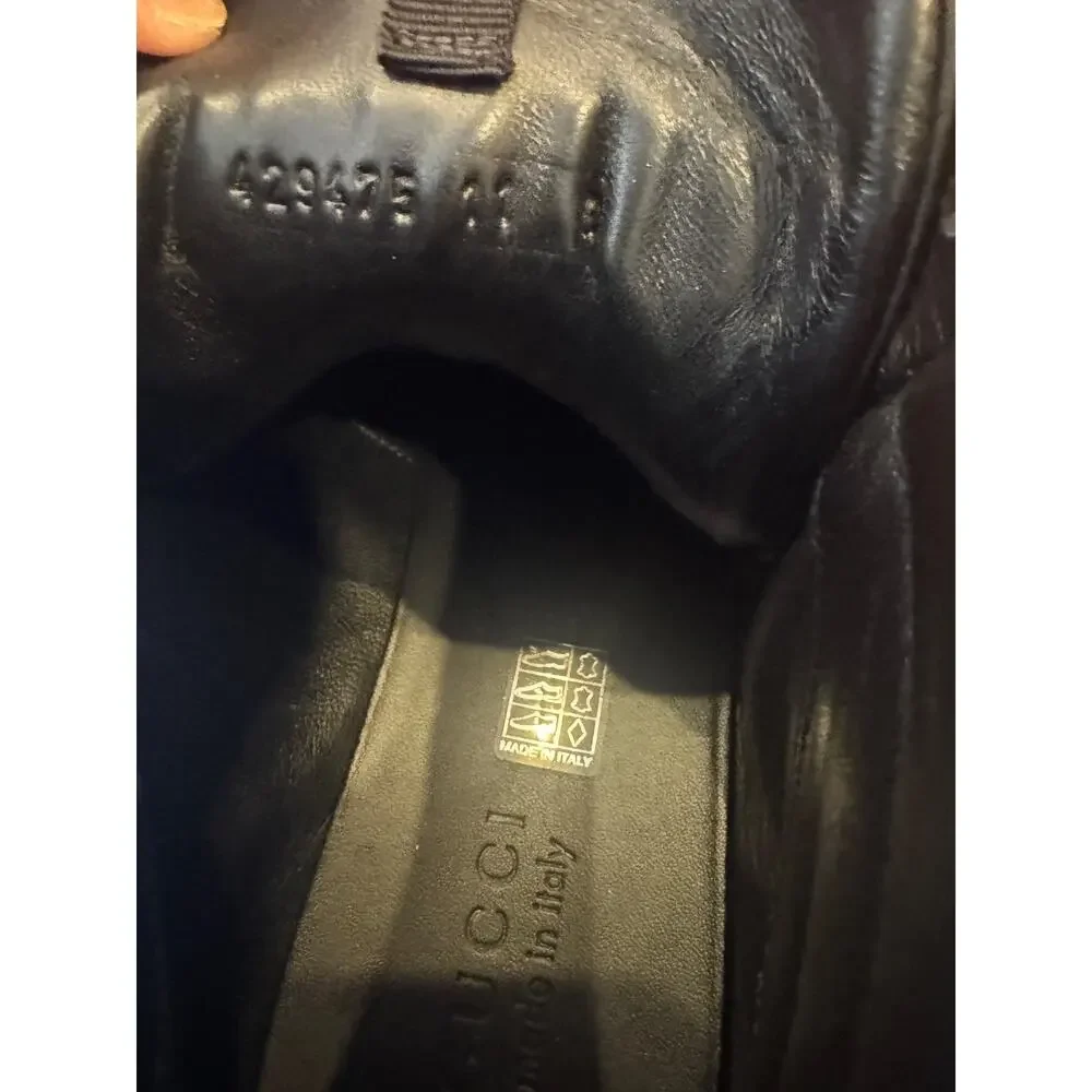 Gucci Leather Web High 'Black' WEB 429475 HIGH TOP SNEAKER SIZE 11